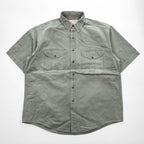 FILSON Men's Short Sleeve Work Shirt Gray Green Size L Double Flap Pockets