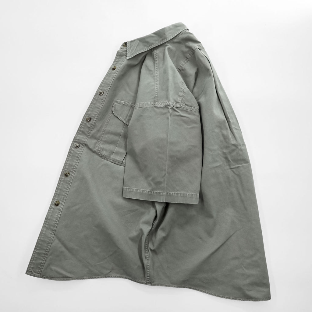 FILSON Men's Short Sleeve Work Shirt Gray Green Size L Double Flap Pockets