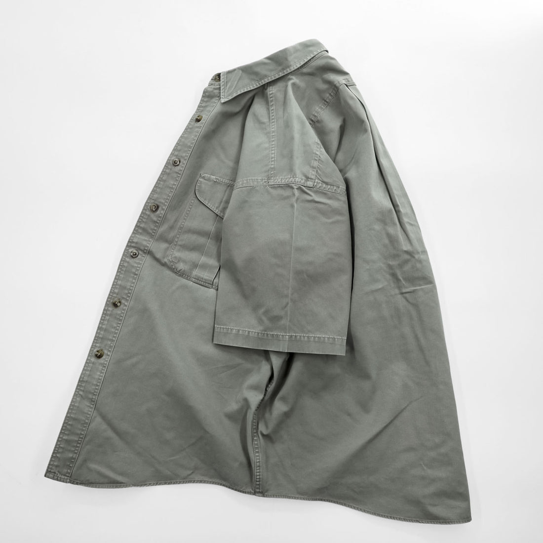 FILSON Men's Short Sleeve Work Shirt Gray Green Size L Double Flap Pockets