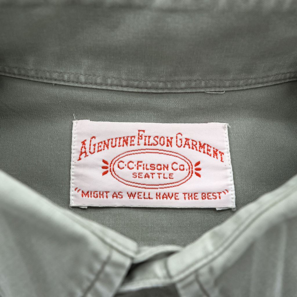 FILSON Men's Short Sleeve Work Shirt Gray Green Size L Double Flap Pockets