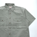 FILSON Men's Short Sleeve Work Shirt Gray Green Size L Double Flap Pockets
