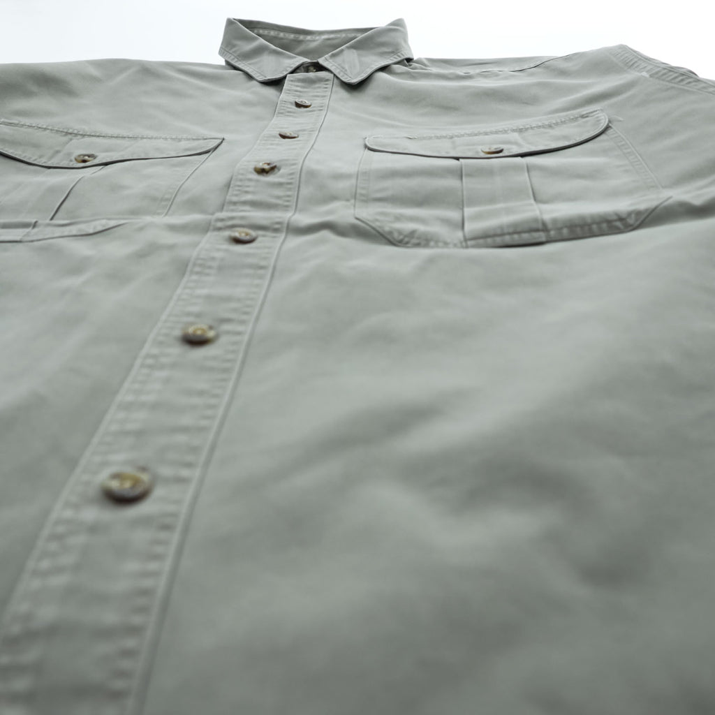 FILSON Men's Short Sleeve Work Shirt Gray Green Size L Double Flap Pockets