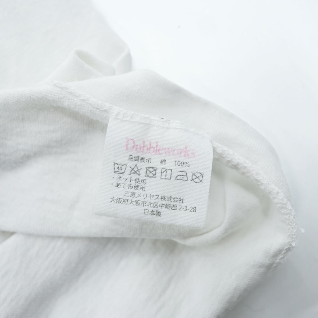 DUBBLE WORKS ( WAREHOUSE ) 日本製 Tシャツ L ホワイト シングルステッチ NAVY AA 染み込みプリント