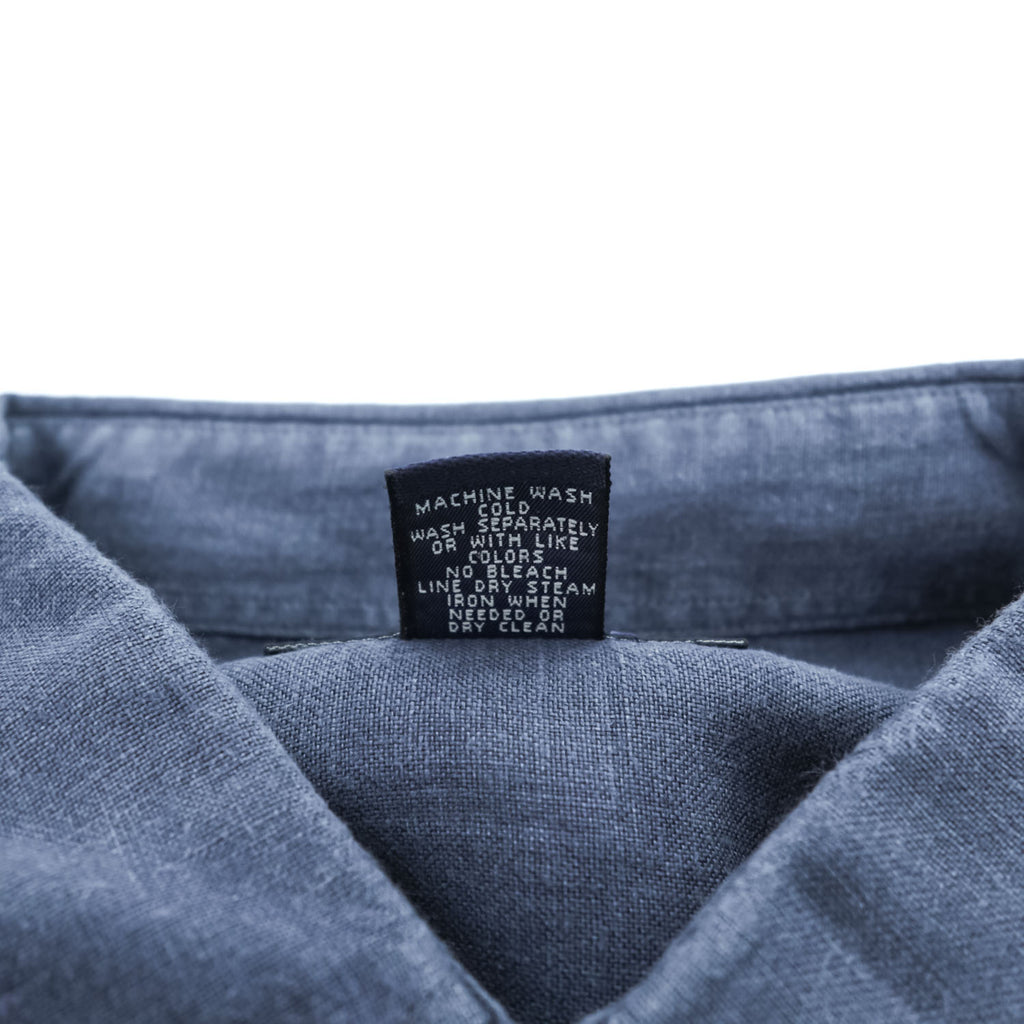 Brooks Brothers リネン100% 半袖シャツ L ネイビー 胸ポケット 麻 IRISH LINEN