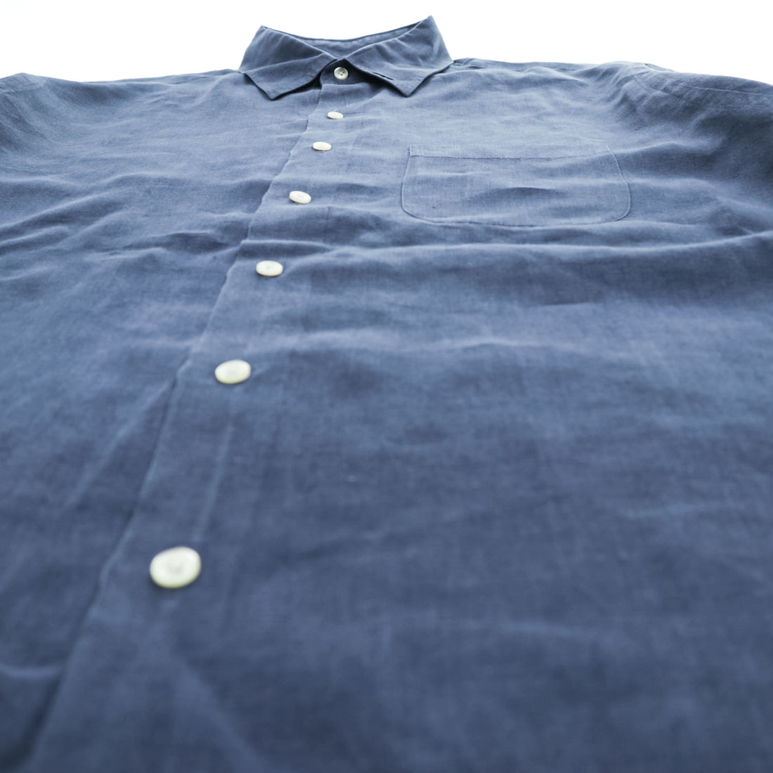 Brooks Brothers リネン100% 半袖シャツ L ネイビー 胸ポケット 麻 IRISH LINEN