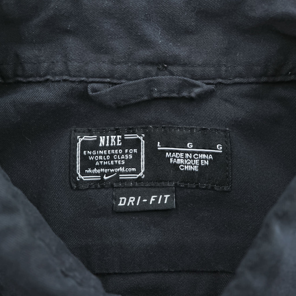 NIKE DRI-FIT 長袖 ボタンダウンシャツ L ブラック 胸ポケット