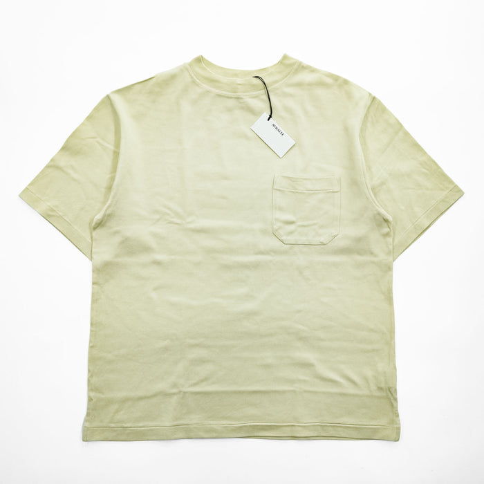 AURALEE 日本製 ポケット Tシャツ L イエロー SUPER FINE COTTON SALT SHRINK PIQUE BIG TEE サイドスリット A22ST02EK 未使用品