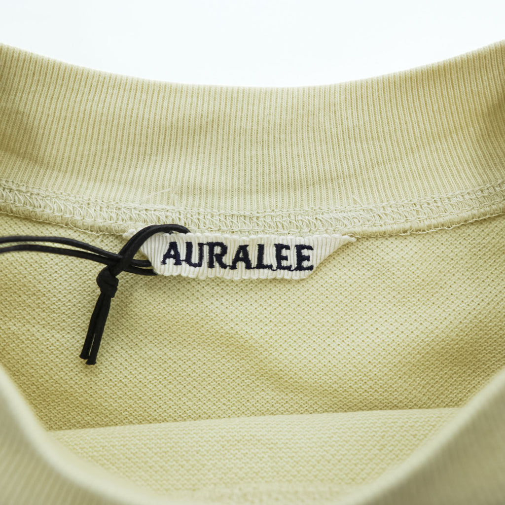 AURALEE 日本製 ポケット Tシャツ L イエロー SUPER FINE COTTON SALT SHRINK PIQUE BIG TEE サイドスリット A22ST02EK 未使用品