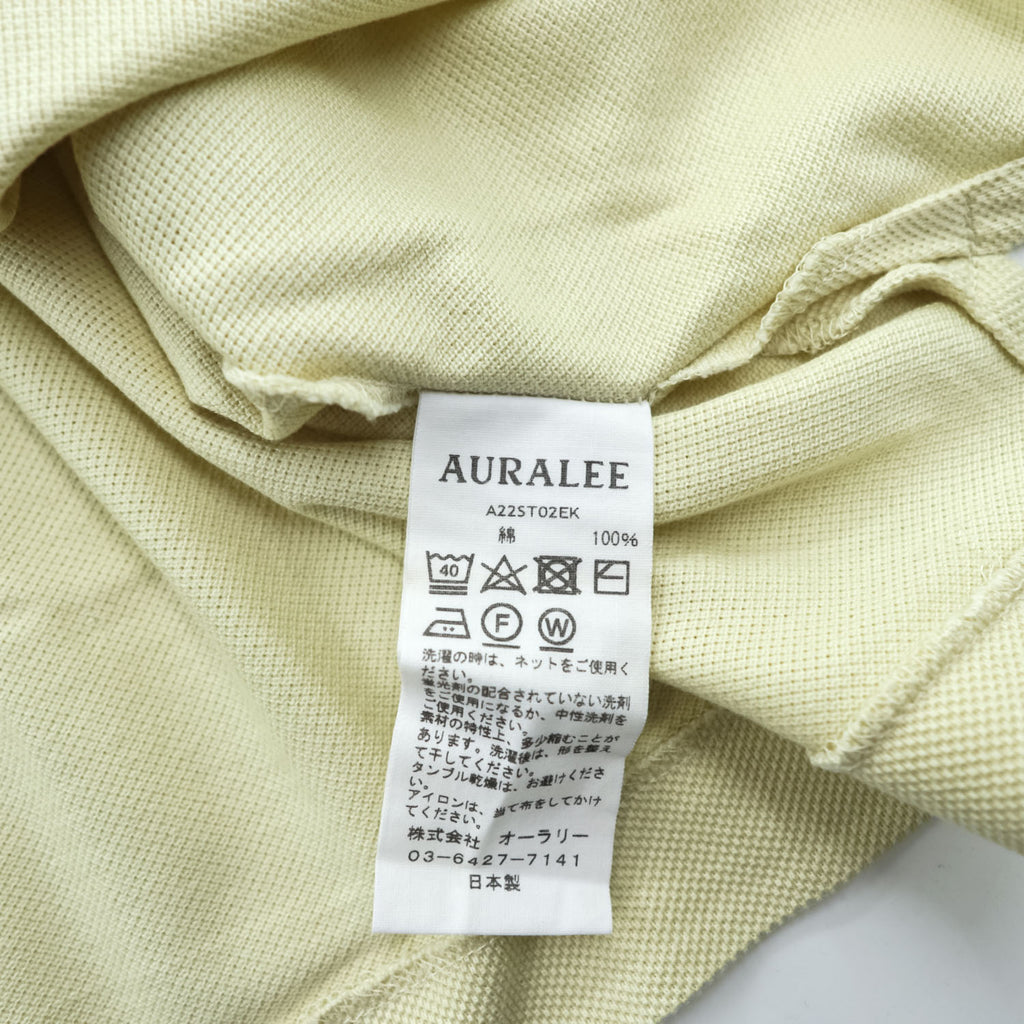 AURALEE 日本製 ポケット Tシャツ L イエロー SUPER FINE COTTON SALT SHRINK PIQUE BIG TEE サイドスリット A22ST02EK 未使用品