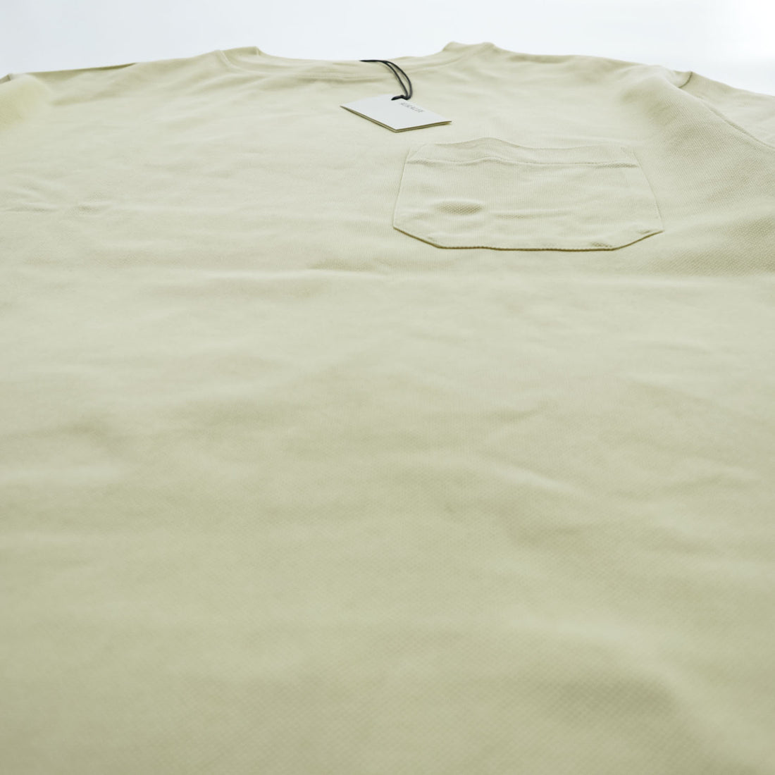 AURALEE 日本製 ポケット Tシャツ L イエロー SUPER FINE COTTON SALT SHRINK PIQUE BIG TEE サイドスリット A22ST02EK 未使用品