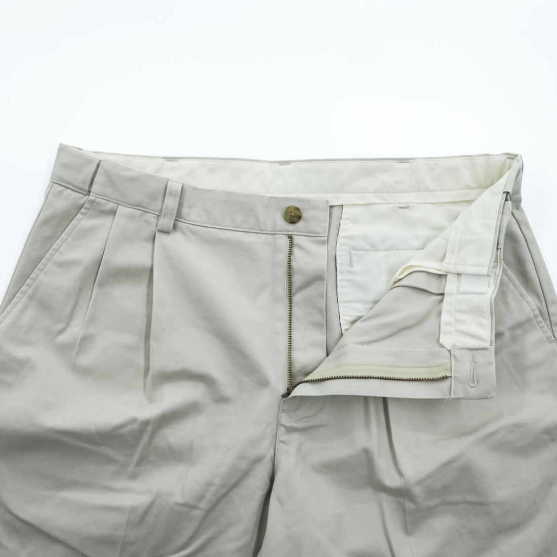 L.L.Bean 2タック プリーツショーツ ショートパンツ L ベージュ COMFORT WAIST 240259
