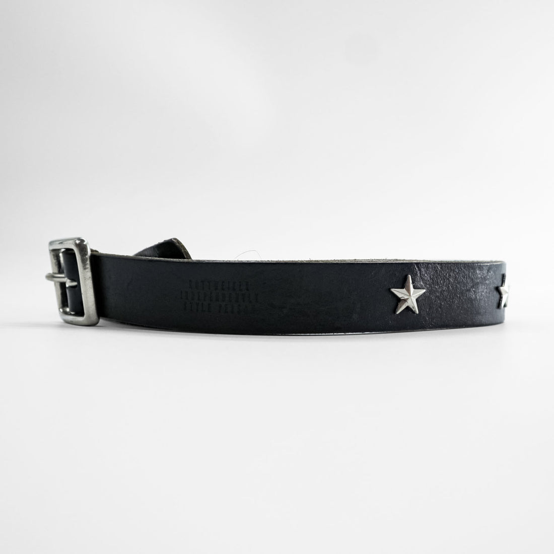 ROTTWEILER スター スタッズ レザー ベルト ブラック シルバー バックル ナロー