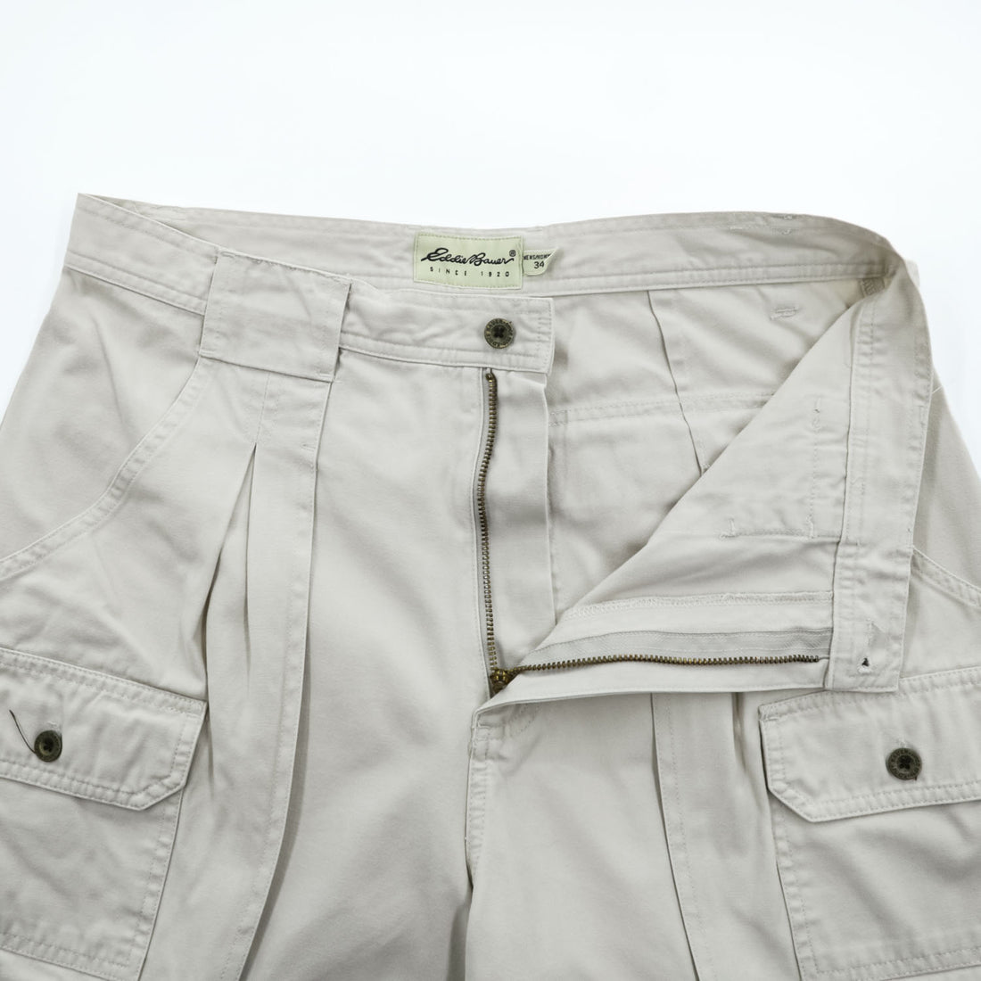 Eddie Bauer カーゴショーツ ブッシュ ショートパンツ L ベージュ キャンバス 3805