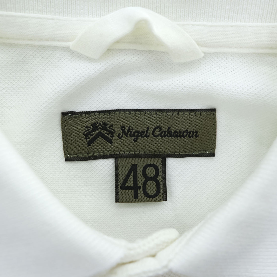 Nigel Cabourn 日本製 ポロシャツ M ホワイト 鹿の子 リボン付き 胸ポケット 8030021610