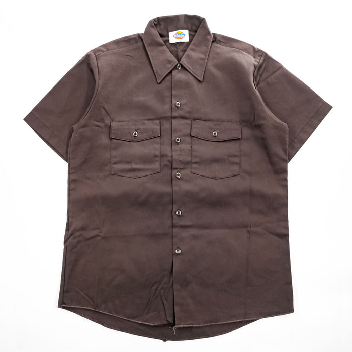Dickies 90年代 USA製 ヴィンテージ 半袖 ワークシャツ L ブラウン フラップダブルポケット