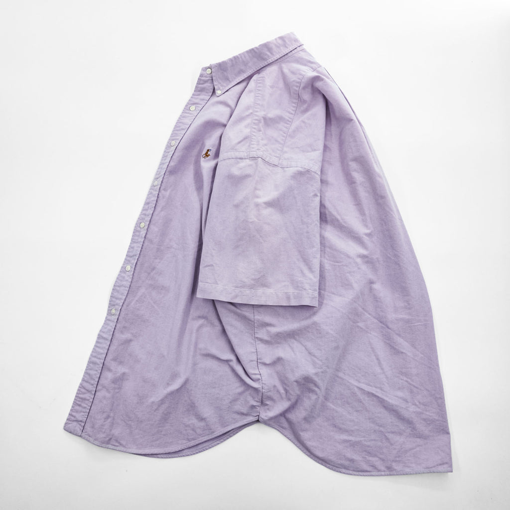 Ralph Lauren 90年代 BLAIRE 半袖 ボタンダウンシャツ XL ラベンダー オックスフォード ポニー刺繍 ビッグサイズ