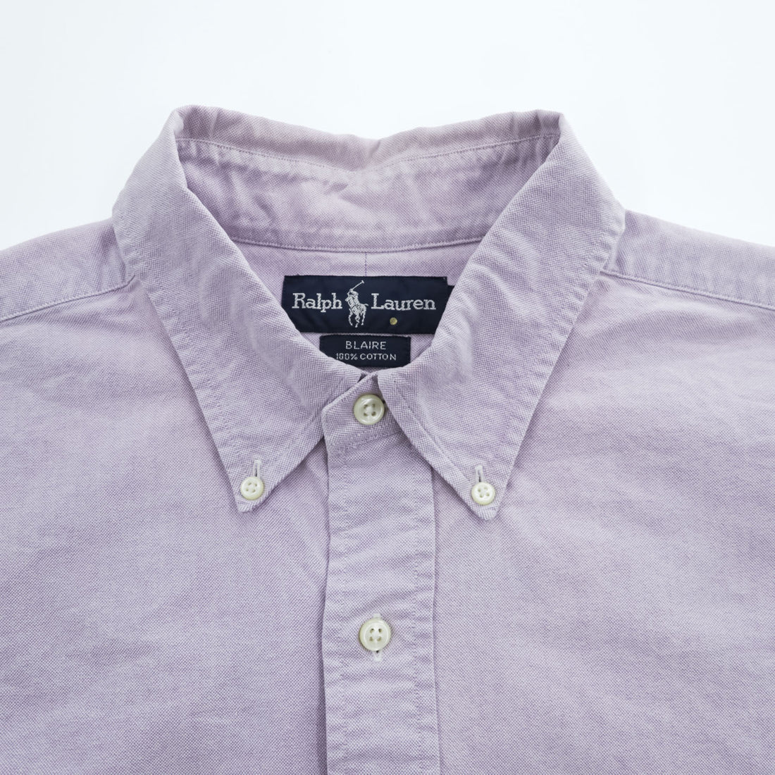 Ralph Lauren 90年代 BLAIRE 半袖 ボタンダウンシャツ XL ラベンダー オックスフォード ポニー刺繍 ビッグサイズ