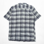 Patagonia オーガニックコットン 半袖チェックシャツ L ホワイト ネイビー 胸ポケット 52921