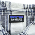 Patagonia オーガニックコットン 半袖チェックシャツ L ホワイト ネイビー 胸ポケット 52921