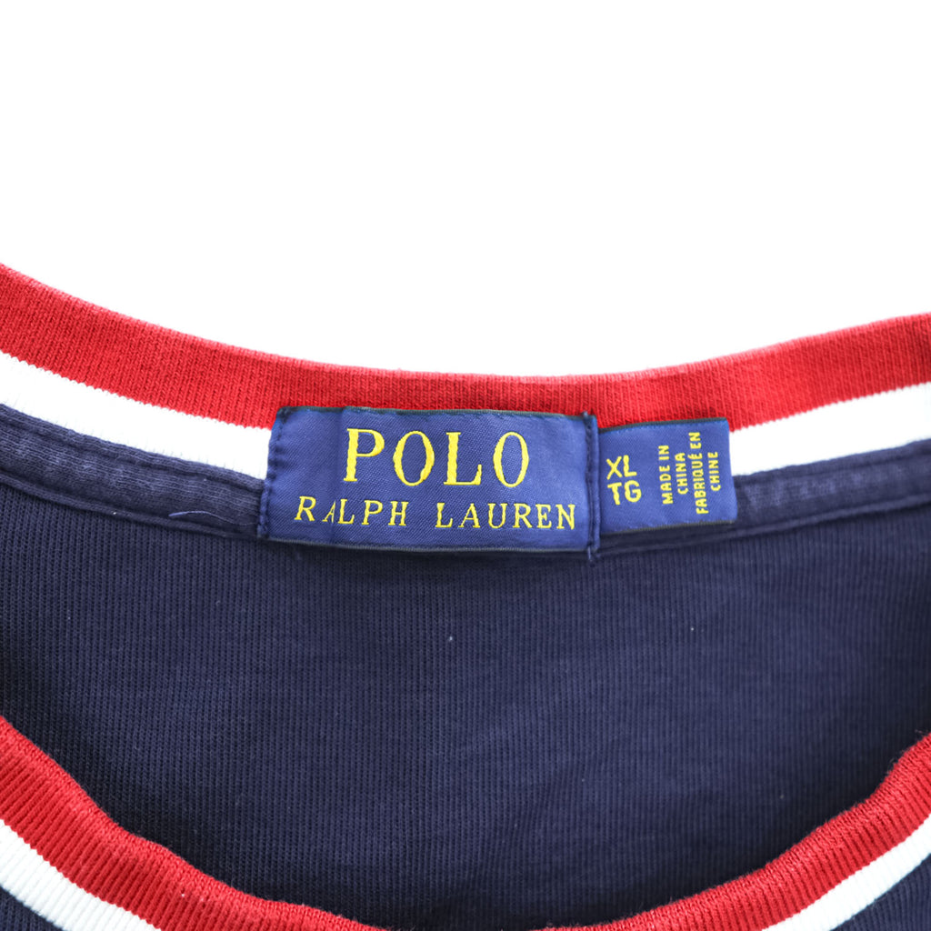 Polo Ralph Lauren クルーネック スウェット トレーナー XL レッド ネイビー リブライン