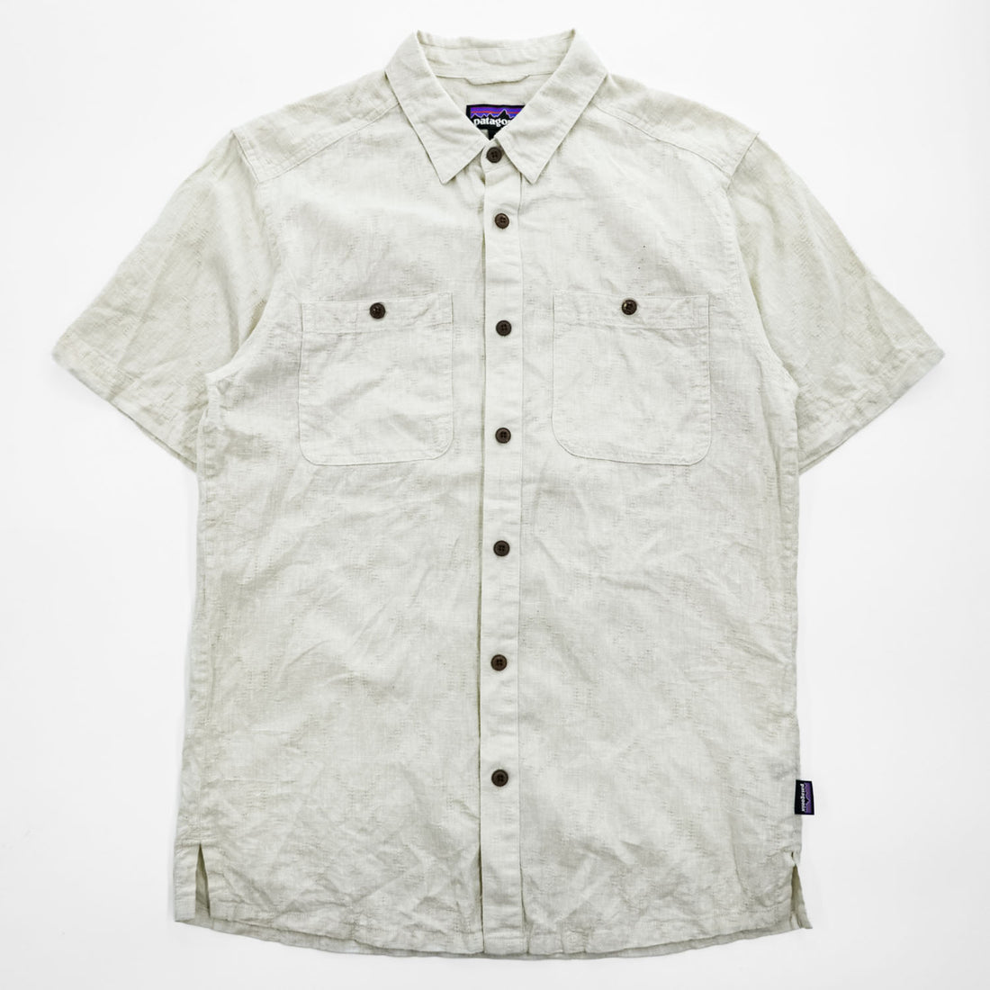 patagonia Back Step Shirt 53139 SP20 Hemp Blend Short Sleeve Shirt Size S Ivory