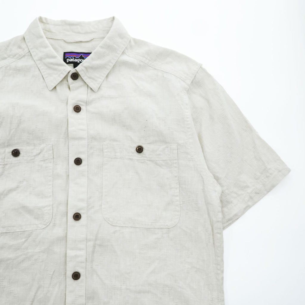 patagonia Back Step Shirt 53139 SP20 Hemp Blend Short Sleeve Shirt Size S Ivory