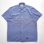 Dickies 90年代 USA製 ヴィンテージ シャンブレー 半袖ワークシャツ XL ブルー ダブルポケット