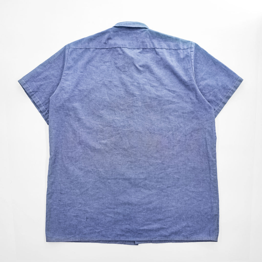 Dickies 90年代 USA製 ヴィンテージ シャンブレー 半袖ワークシャツ XL ブルー ダブルポケット