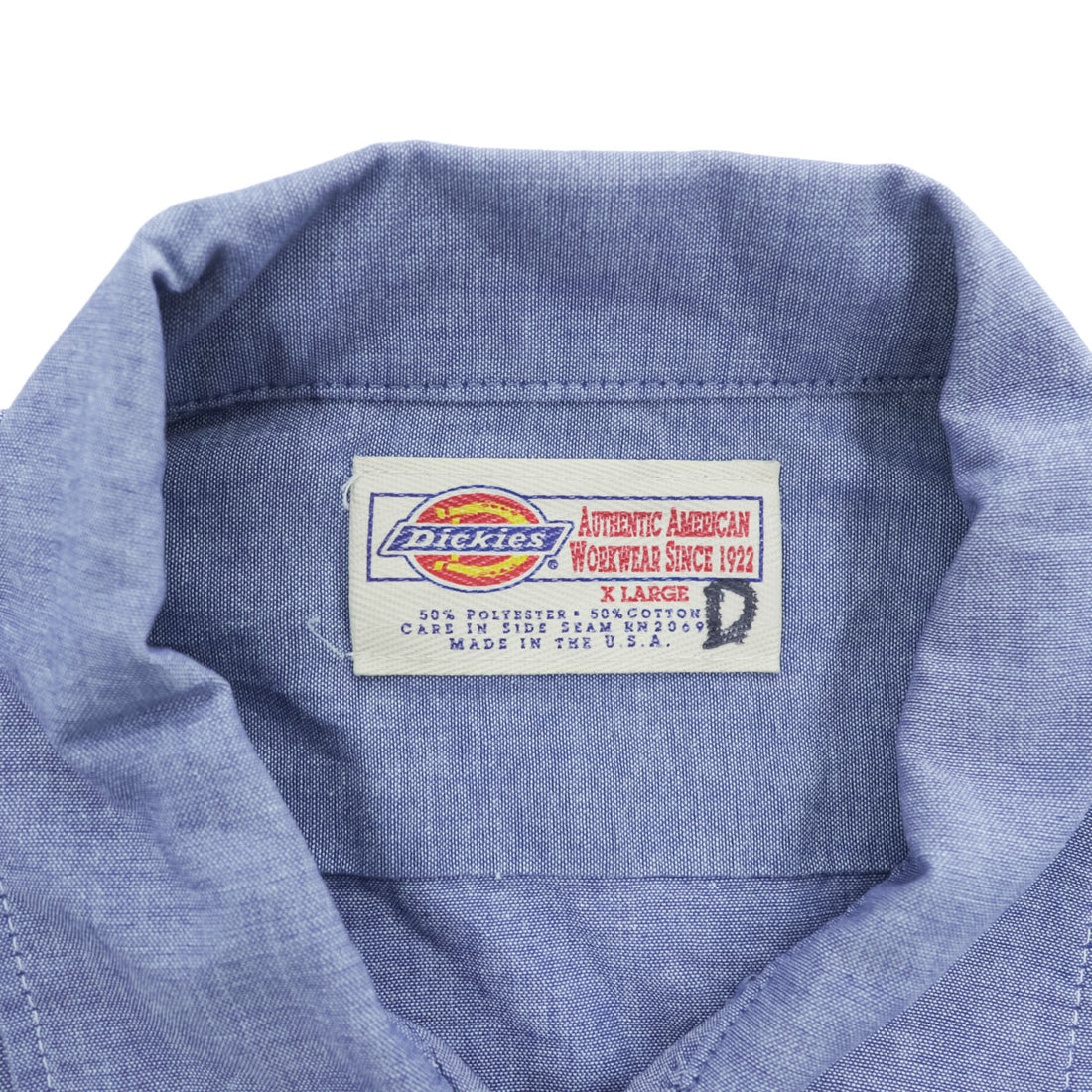 Dickies 90年代 USA製 ヴィンテージ シャンブレー 半袖ワークシャツ XL ブルー ダブルポケット