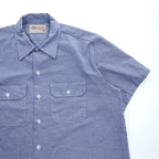 Dickies 90年代 USA製 ヴィンテージ シャンブレー 半袖ワークシャツ XL ブルー ダブルポケット