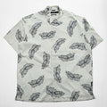 NAUTICA 100% Silk Leaf Print Short Sleeve Shirt XL Ivory Black