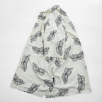 NAUTICA 100% Silk Leaf Print Short Sleeve Shirt XL Ivory Black