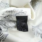 NAUTICA 100% Silk Leaf Print Short Sleeve Shirt XL Ivory Black
