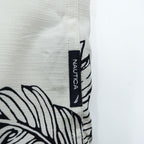 NAUTICA 100% Silk Leaf Print Short Sleeve Shirt XL Ivory Black