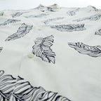 NAUTICA 100% Silk Leaf Print Short Sleeve Shirt XL Ivory Black