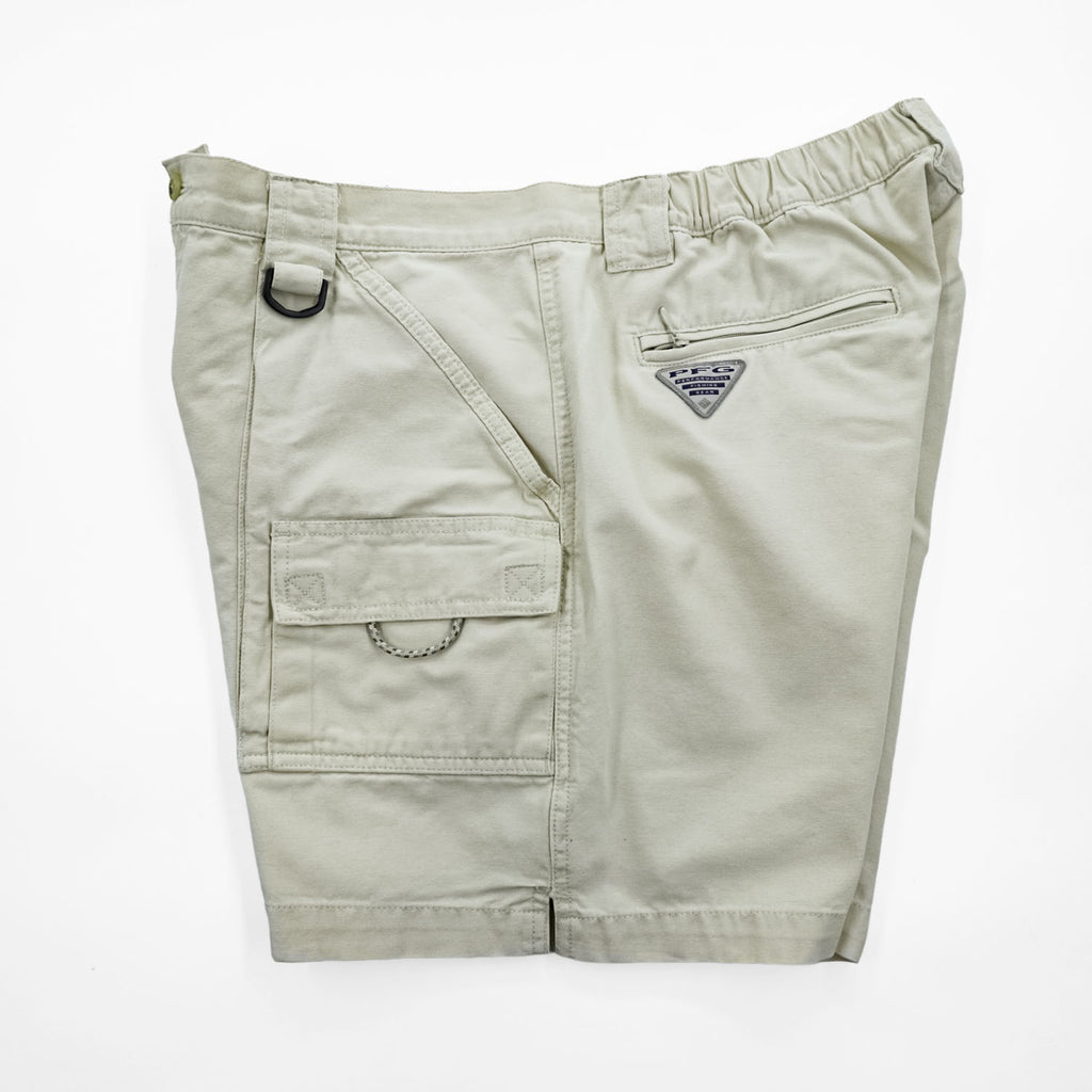 Columbia PFG ダック地 フィッシングカーゴショーツ ショートパンツ L ベージュ キャンバス FM4012