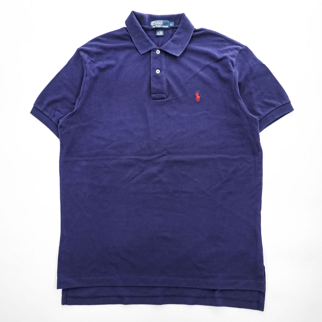 Polo by Ralph Lauren Men's Navy Short Sleeve Polo Shirt Red Pony Logo Size L 100% Cotton