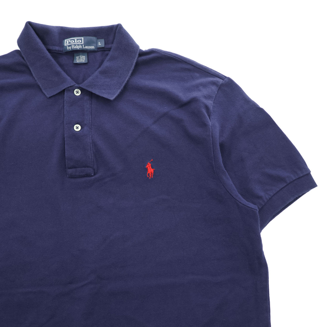 Polo by Ralph Lauren Men's Navy Short Sleeve Polo Shirt Red Pony Logo Size L 100% Cotton