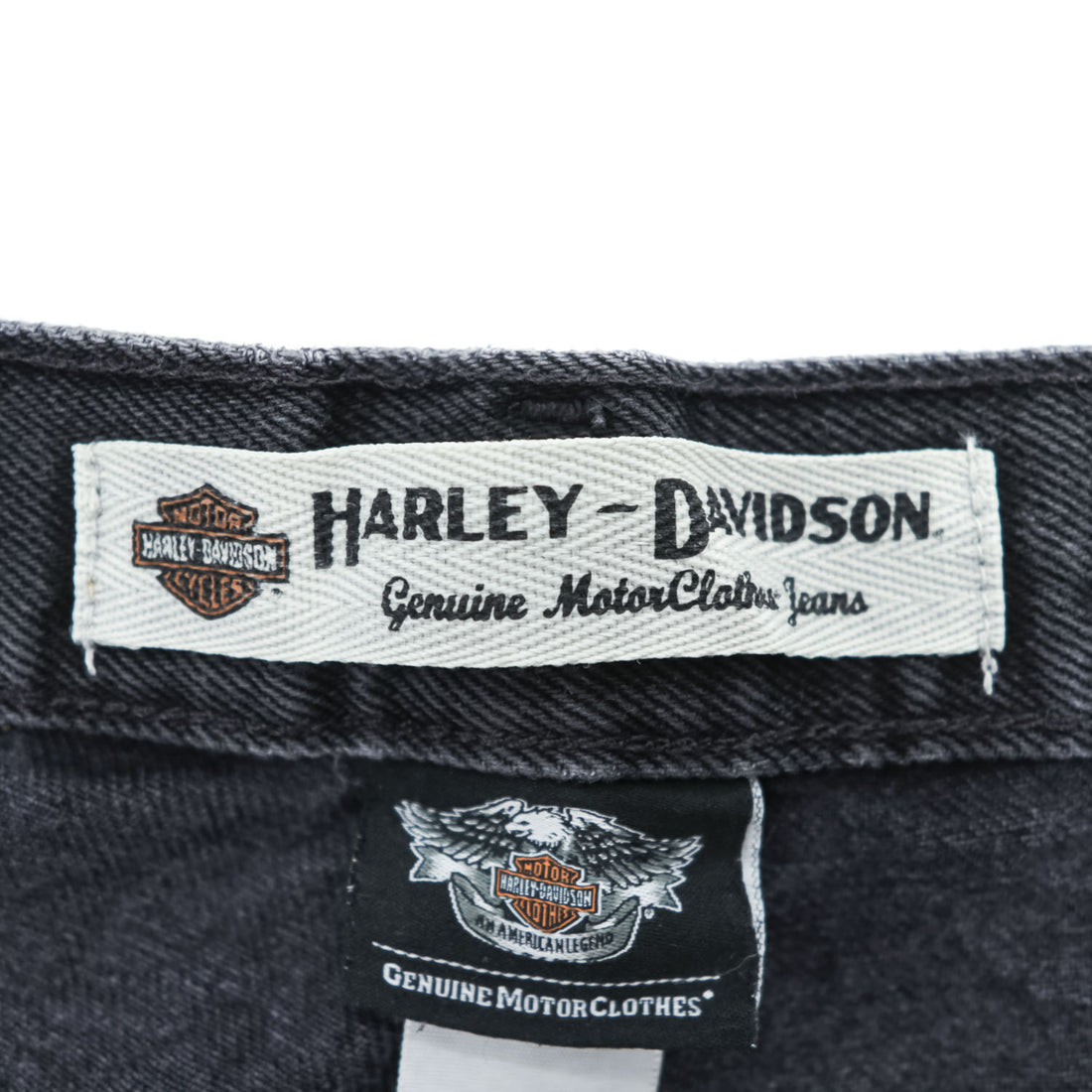 HARLEY-DAVIDSON Black Denim Jeans 36x30 Five-Pocket Embroidered Logo