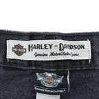 HARLEY-DAVIDSON Black Denim Jeans 36x30 Five-Pocket Embroidered Logo