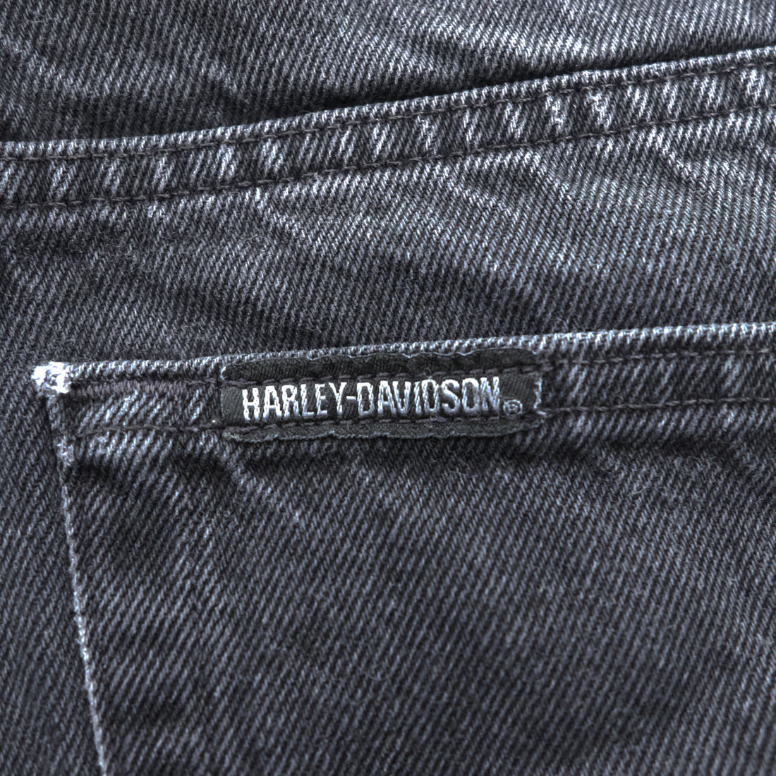 HARLEY-DAVIDSON Black Denim Jeans 36x30 Five-Pocket Embroidered Logo