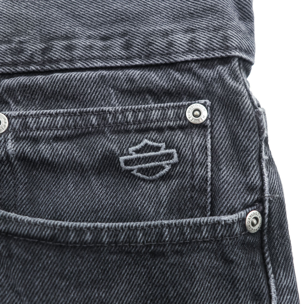 HARLEY-DAVIDSON Black Denim Jeans 36x30 Five-Pocket Embroidered Logo