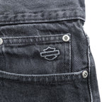 HARLEY-DAVIDSON Black Denim Jeans 36x30 Five-Pocket Embroidered Logo