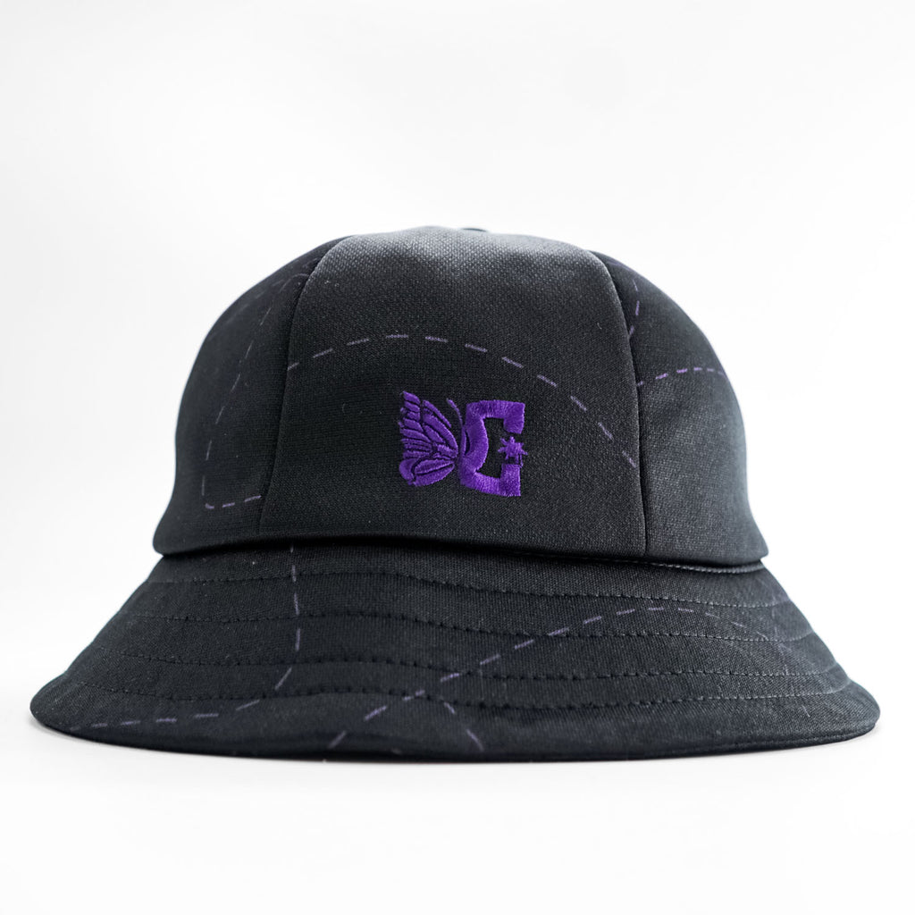 Needles × DC SHOES Bermuda Hat Butterfly Embroidered Bucket Hat Black Purple Size M