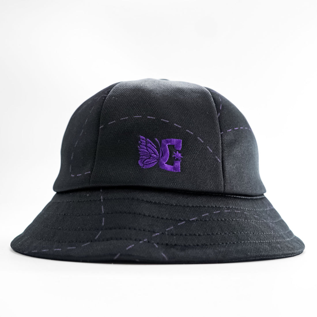 Needles × DC SHOES Bermuda Hat Butterfly Embroidered Bucket Hat Black Purple Size M