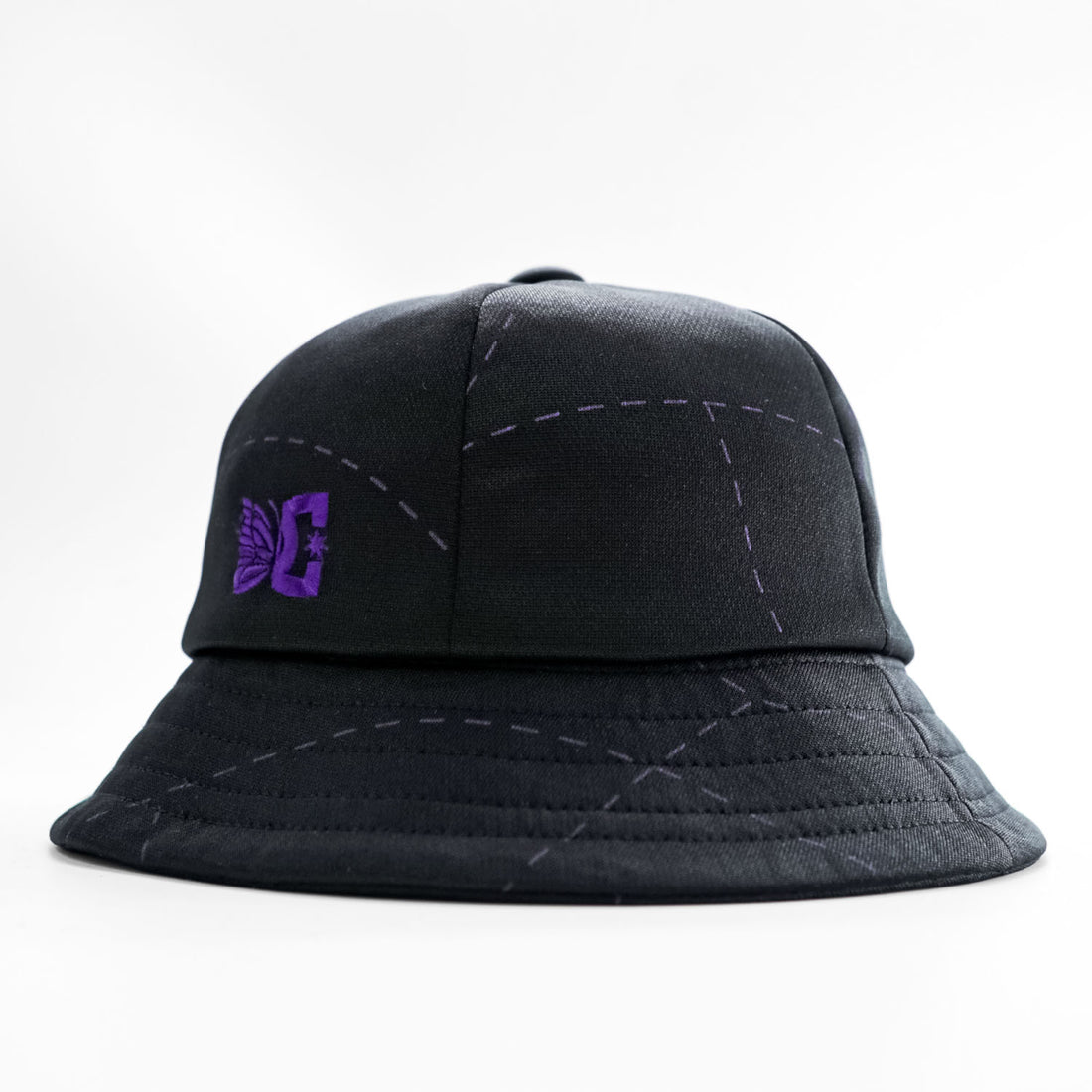 Needles × DC SHOES Bermuda Hat Butterfly Embroidered Bucket Hat Black Purple Size M
