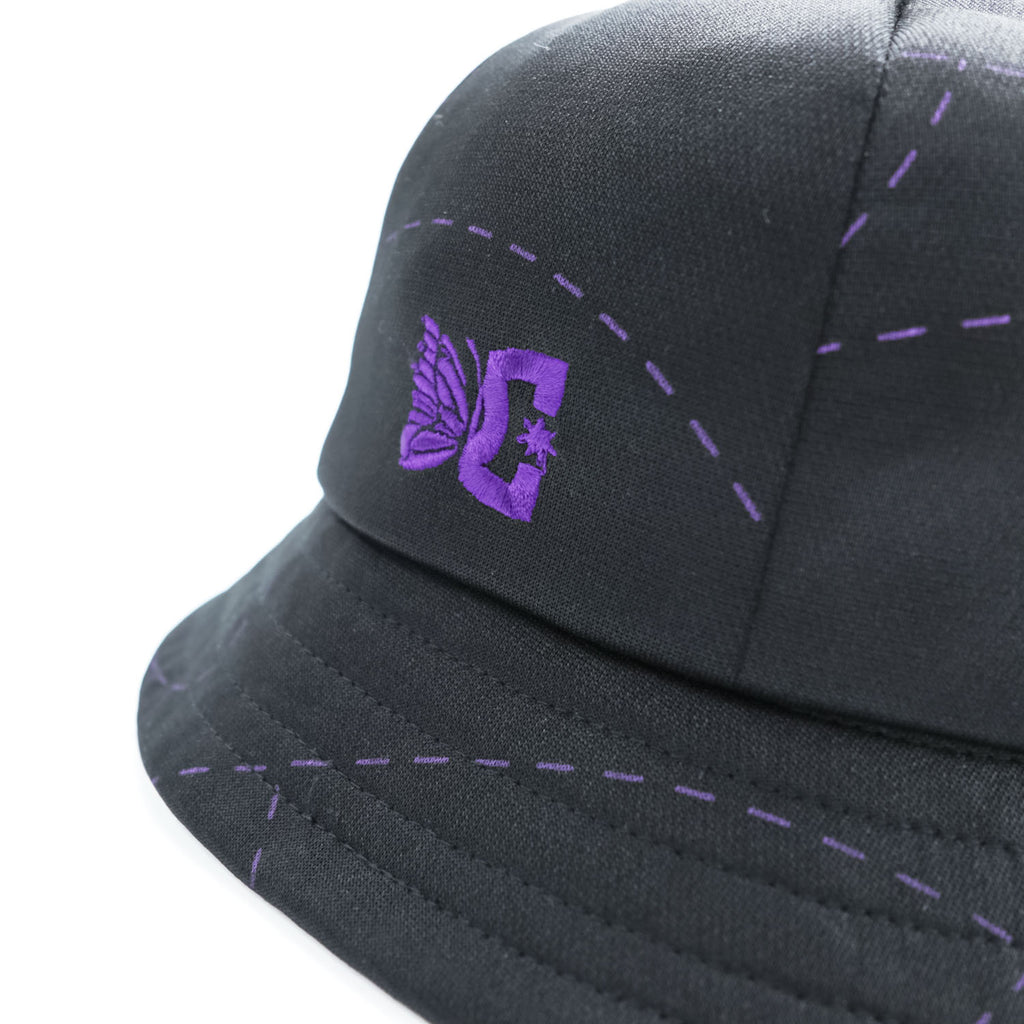 Needles × DC SHOES Bermuda Hat Butterfly Embroidered Bucket Hat Black Purple Size M