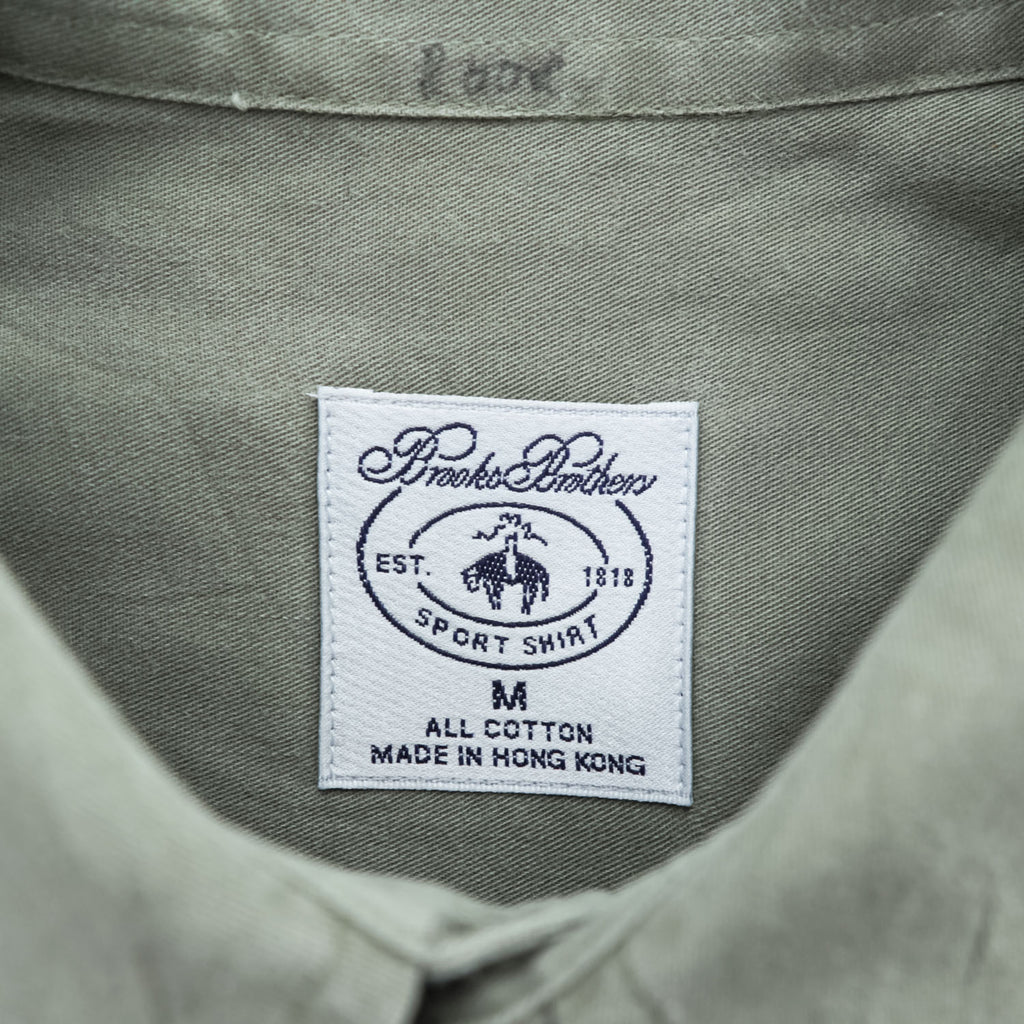 Brooks Brothers Sport Shirt Button-Down Long Sleeve Cotton Made in Hong Kong M Olive