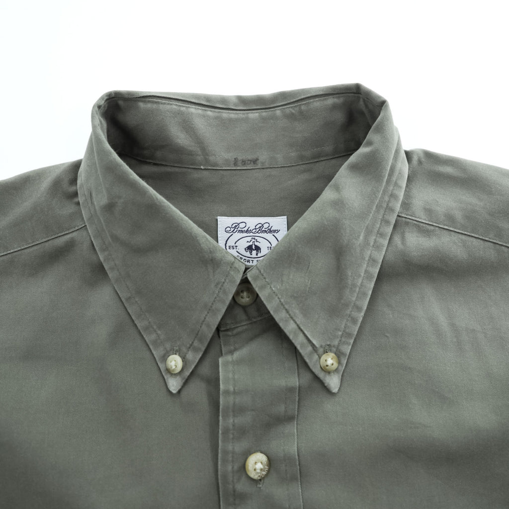 Brooks Brothers Sport Shirt Button-Down Long Sleeve Cotton Made in Hong Kong M Olive