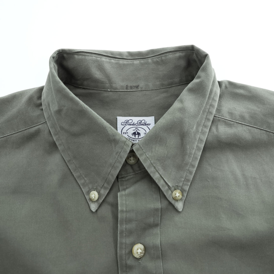 Brooks Brothers Sport Shirt Button-Down Long Sleeve Cotton Made in Hong Kong M Olive